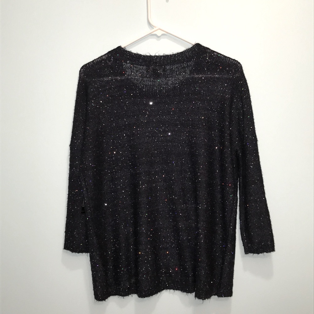 a.n.a. Sequin Sparkly Sweater Crew Neck Navy Blue Women’s Medium